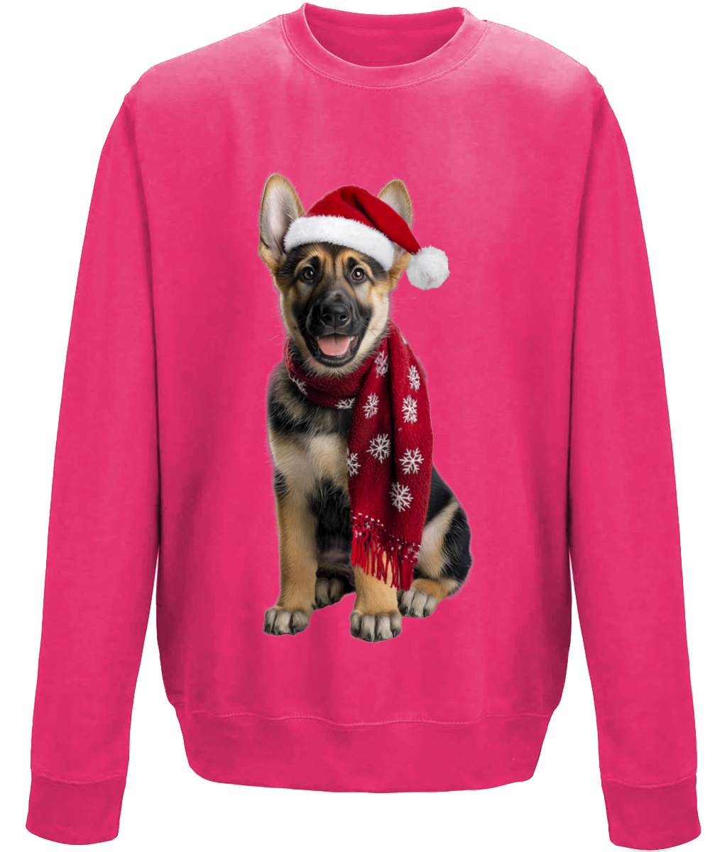 German Shepherd Festive Rebel Childrens Sweatshirt (Standard)