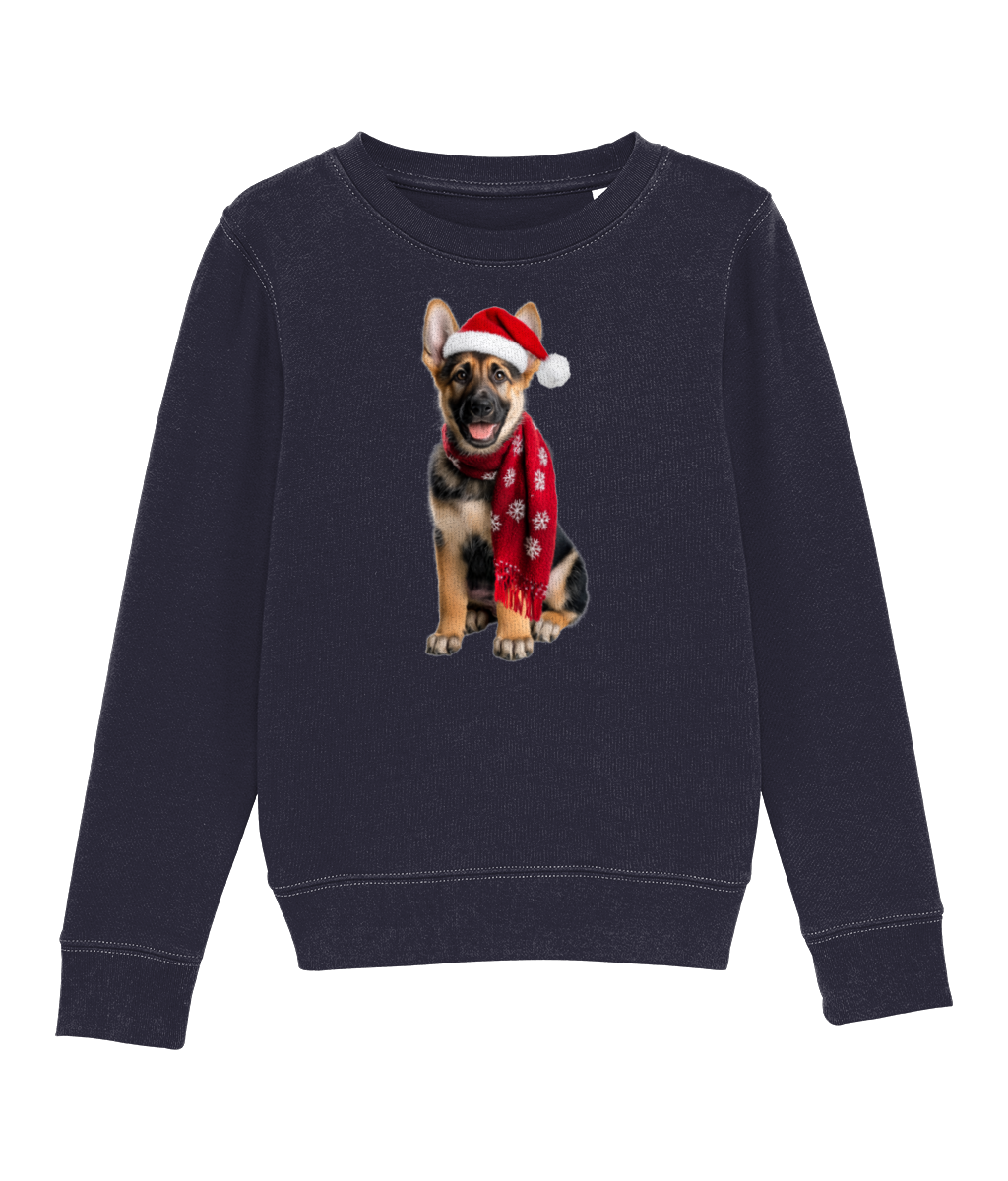 German Shepherd Festive Rebel Childrens Sweatshirt (Premium)