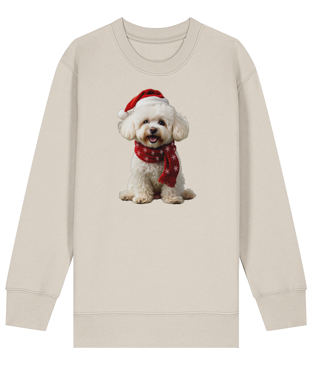 Bichon Frise Festive Finn Childrens Sweatshirt (Premium).