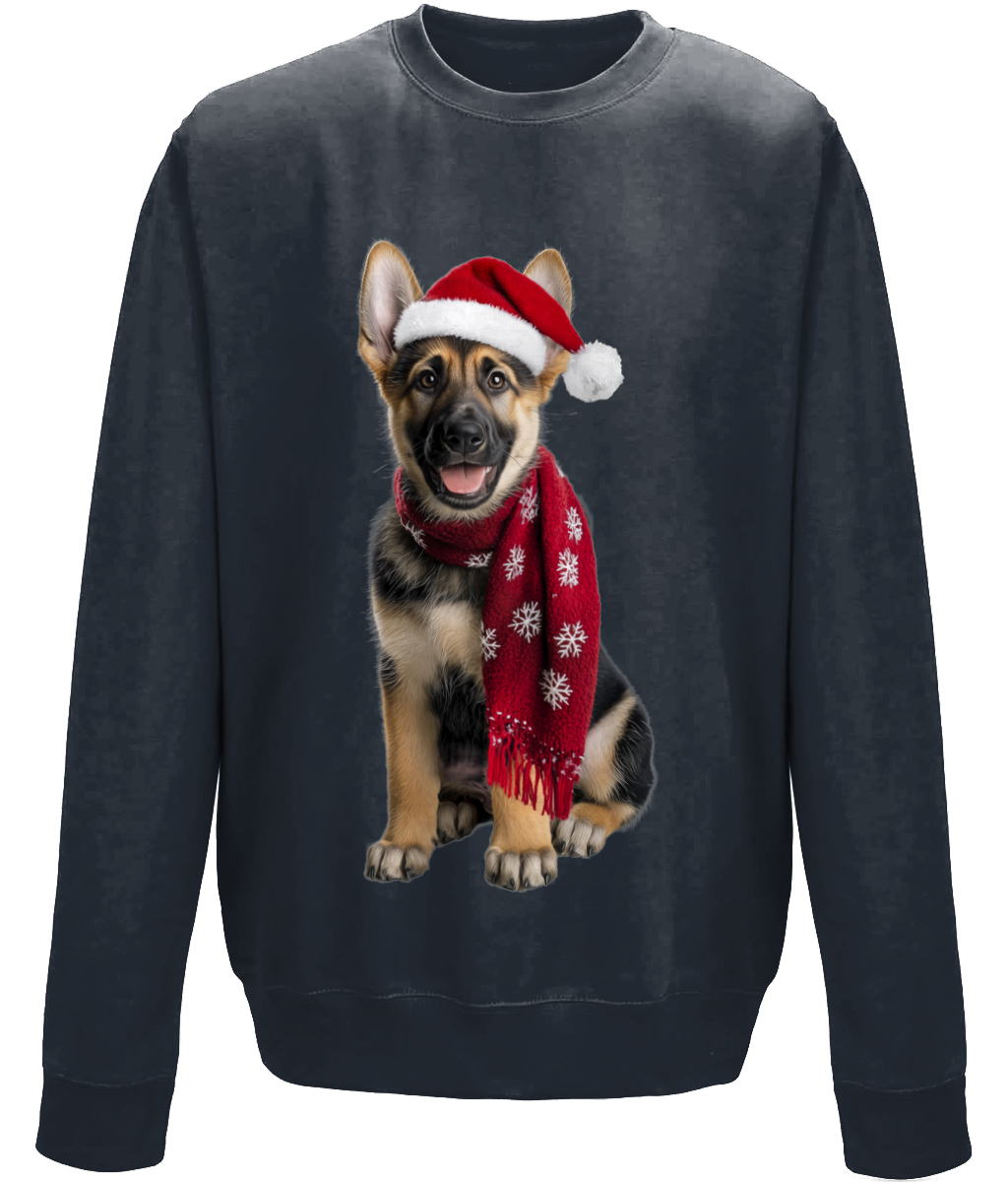 German Shepherd Festive Rebel Childrens Sweatshirt (Standard)