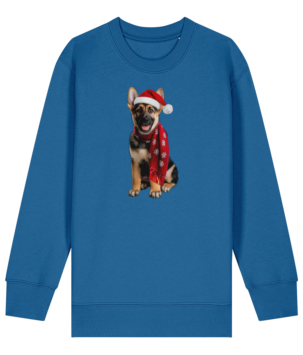 German Shepherd Festive Rebel Childrens Sweatshirt (Premium).