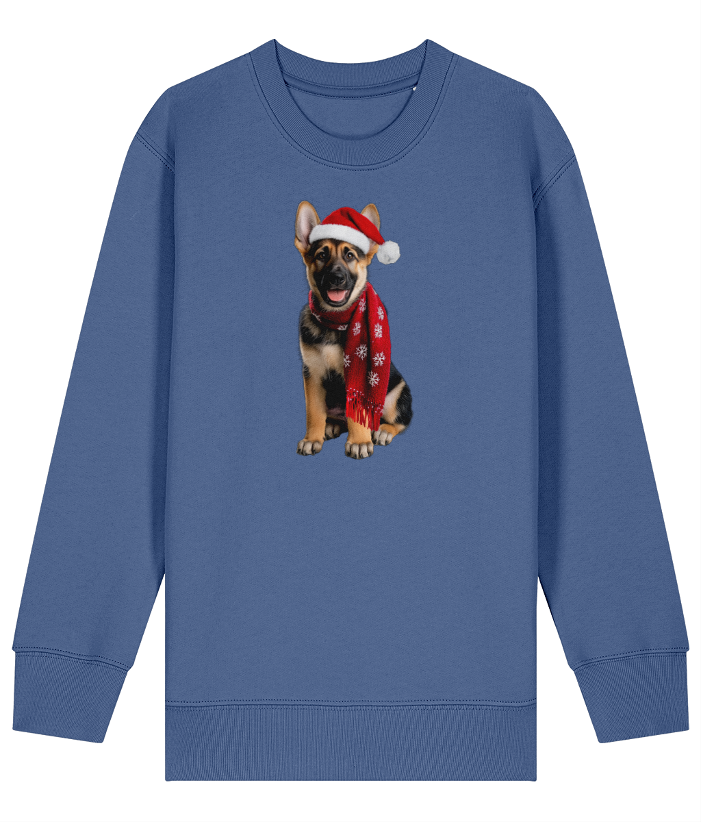 German Shepherd Festive Rebel Childrens Sweatshirt (Premium).