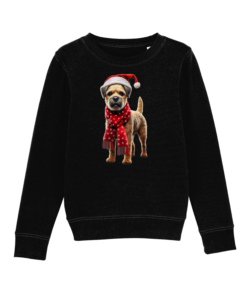 Border Terrier Festive Fallon Childrens Sweatshirt (Premium)