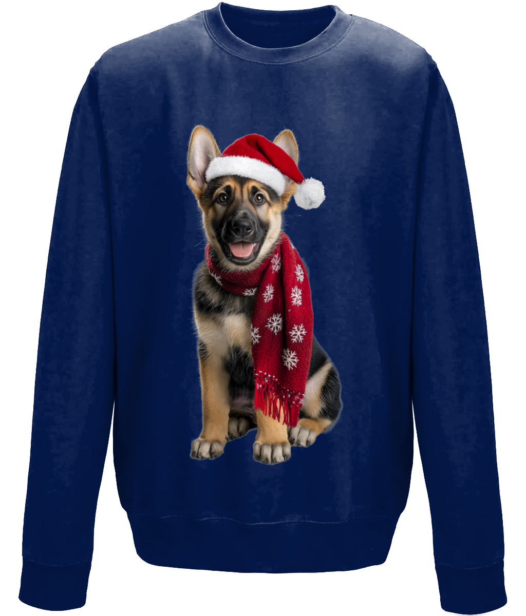 German Shepherd Festive Rebel Childrens Sweatshirt (Standard)