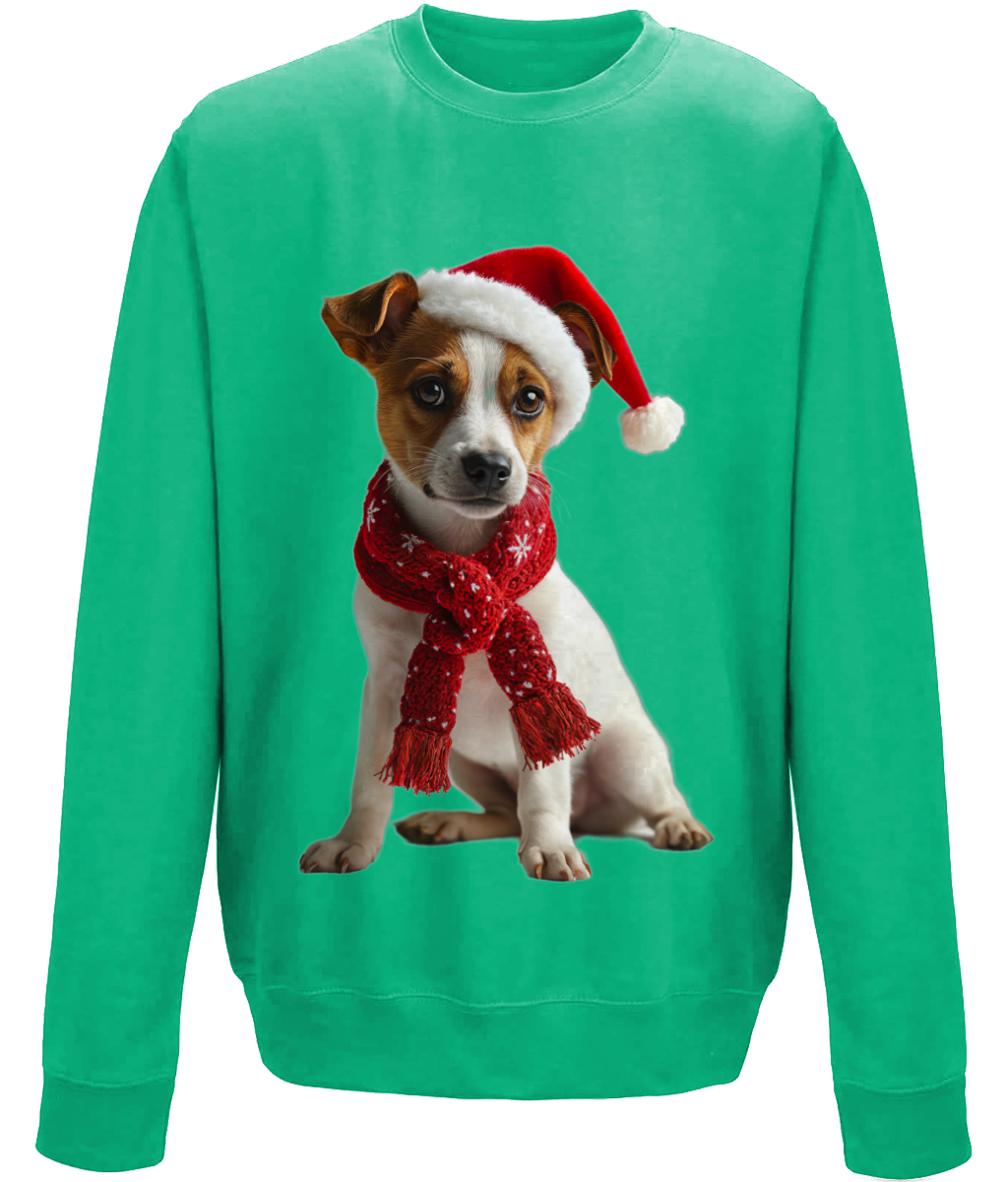 Jack Russell Festive Afon Childrens Sweatshirt (Standard)