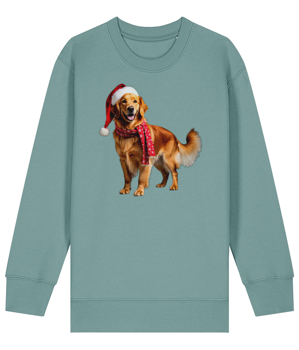 Golden Retriever Festive Nugget Childrens Sweatshirt (Premium).