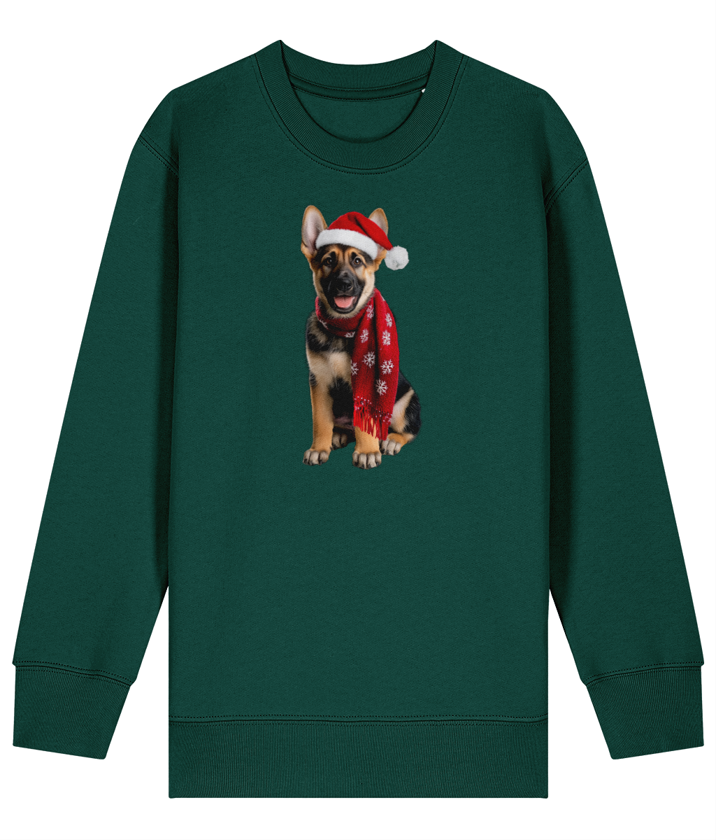 German Shepherd Festive Rebel Childrens Sweatshirt (Premium).