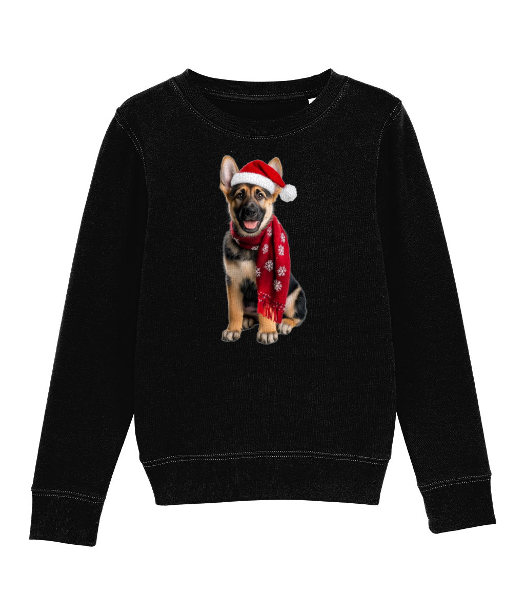 German Shepherd Festive Rebel Childrens Sweatshirt (Premium)