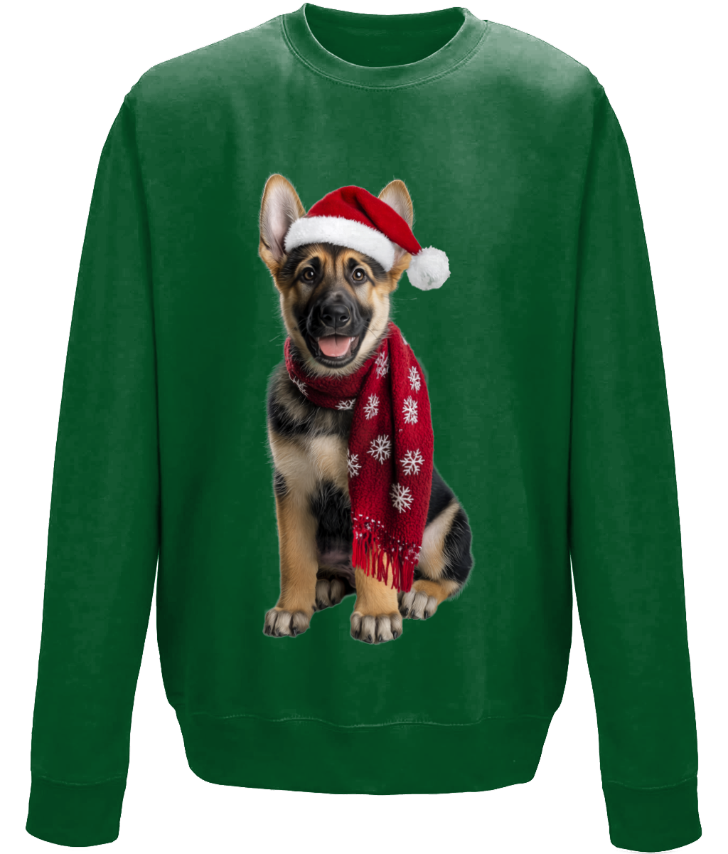 German Shepherd Festive Rebel Childrens Sweatshirt (Standard)