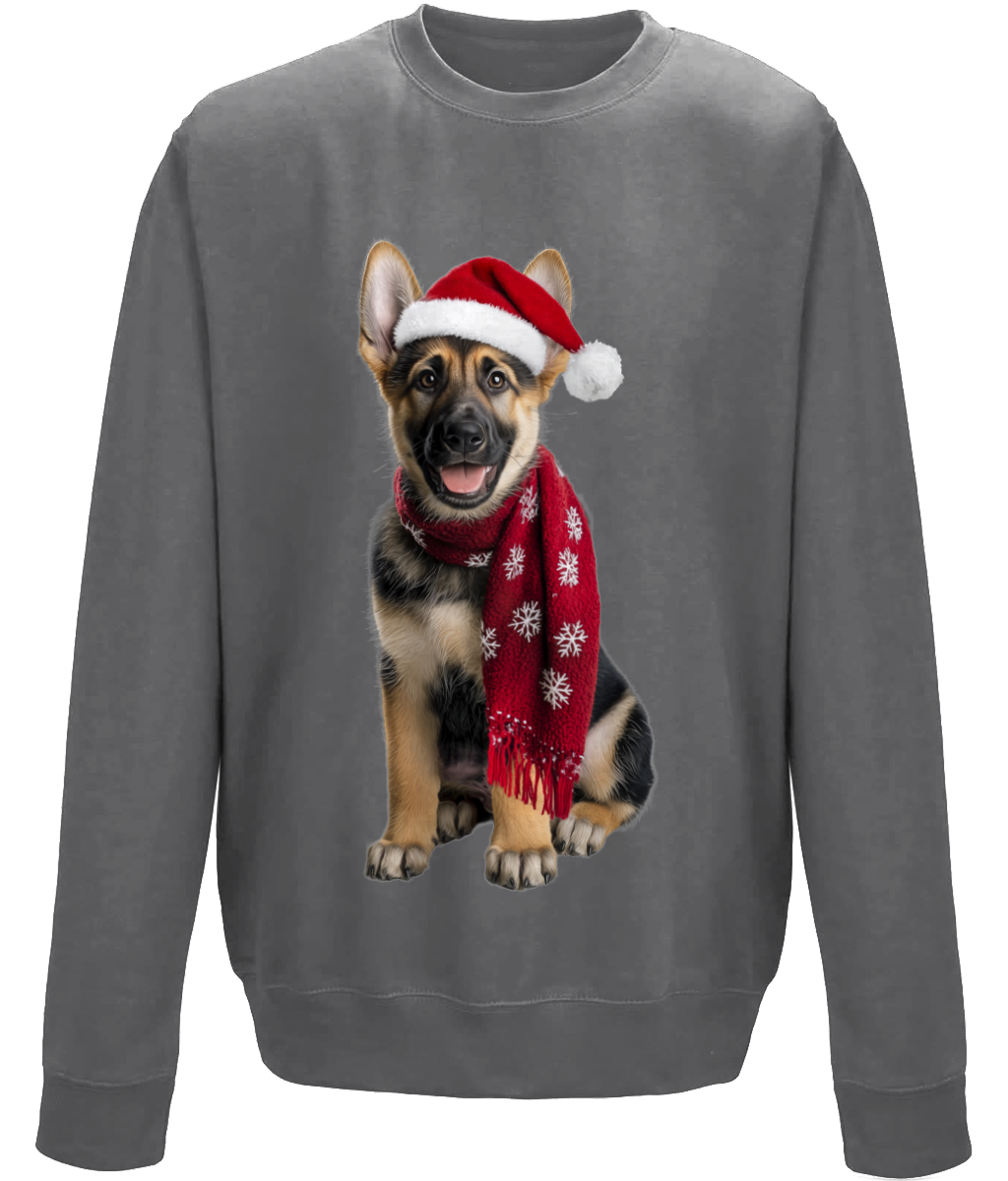 German Shepherd Festive Rebel Childrens Sweatshirt (Standard)