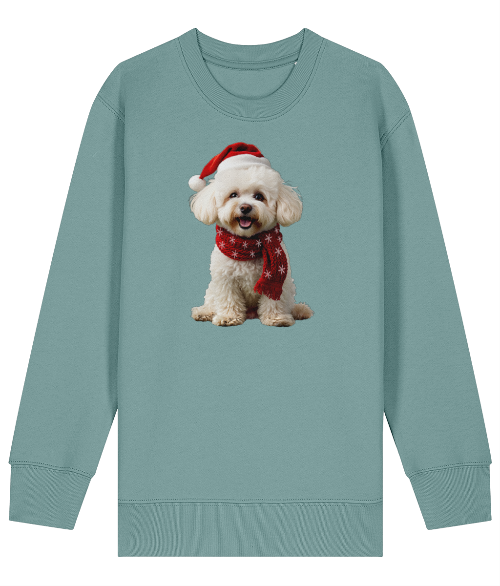 Bichon Frise Festive Finn Childrens Sweatshirt (Premium).