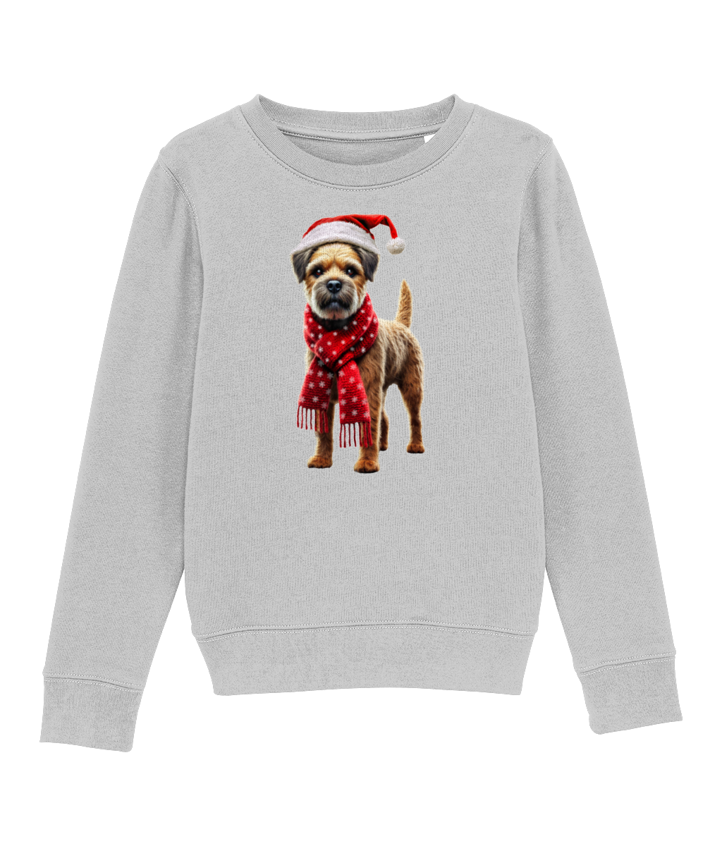 Border Terrier Festive Fallon Childrens Sweatshirt (Premium)