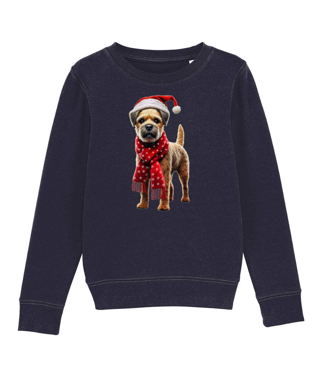 Border Terrier Festive Fallon Childrens Sweatshirt (Premium)