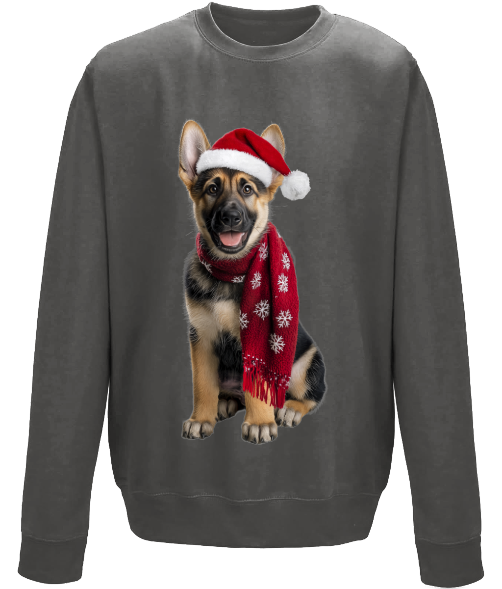 German Shepherd Festive Rebel Childrens Sweatshirt (Standard)