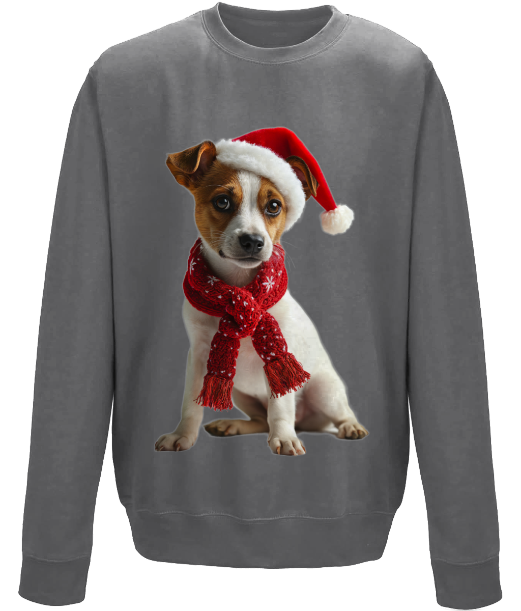 Jack Russell Festive Afon Childrens Sweatshirt (Standard)