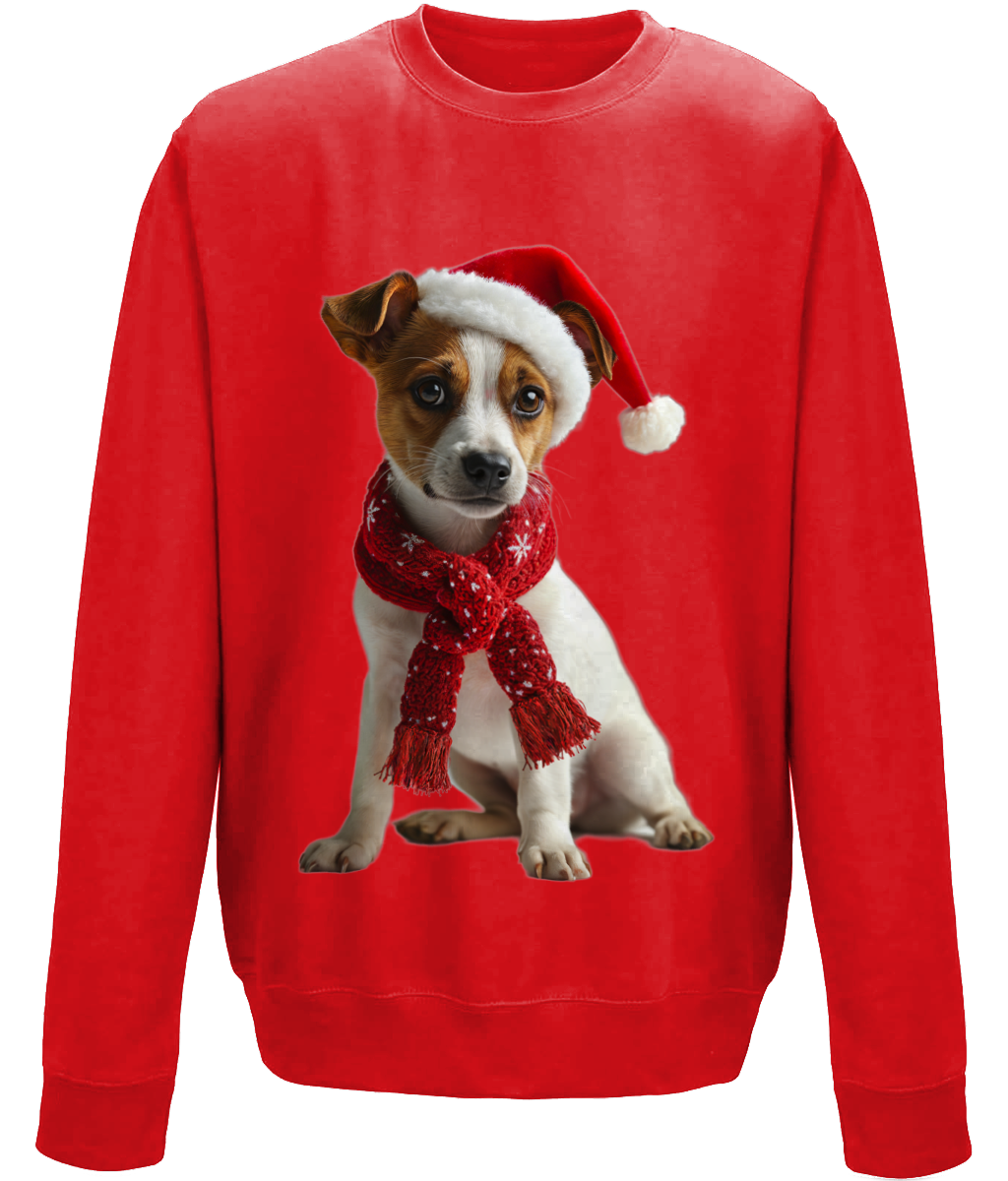 Jack Russell Festive Afon Childrens Sweatshirt (Standard)