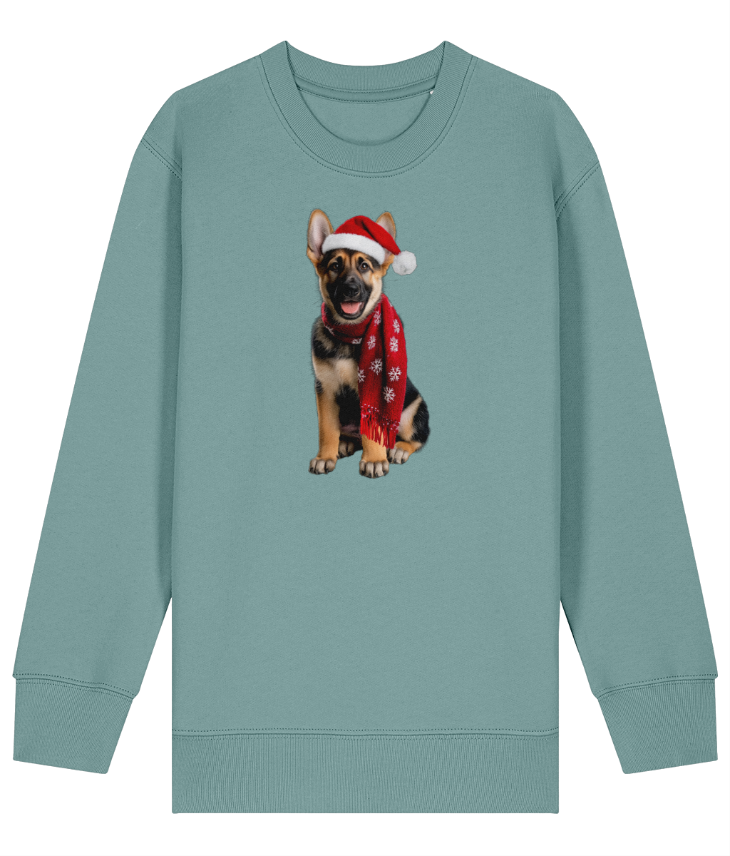 German Shepherd Festive Rebel Childrens Sweatshirt (Premium).