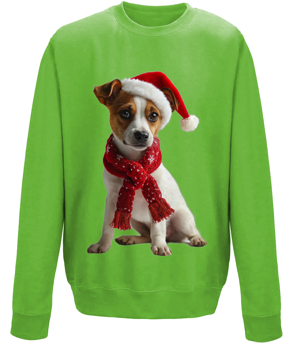 Jack Russell Festive Afon Childrens Sweatshirt (Standard)