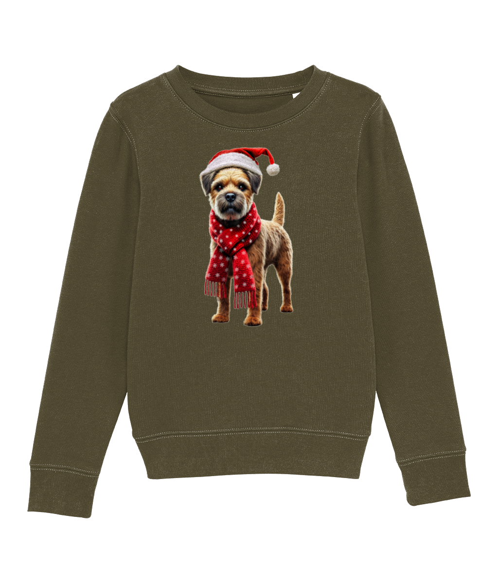 Border Terrier Festive Fallon Childrens Sweatshirt (Premium)